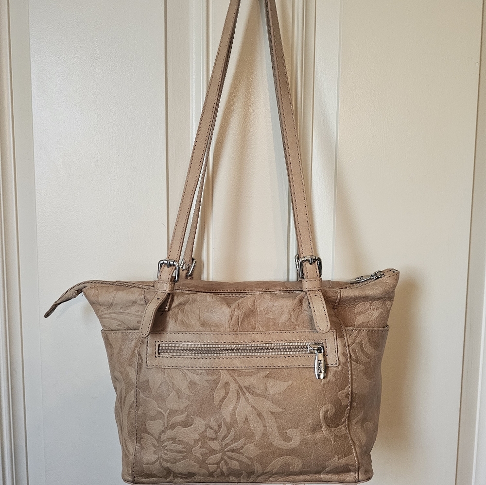 Valentina Tan Leather Tooled Shoulder Bag/Tote 🧡🩶 - Picture 2 of 15